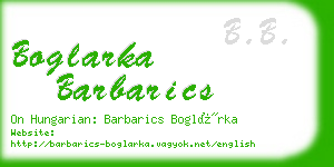 boglarka barbarics business card